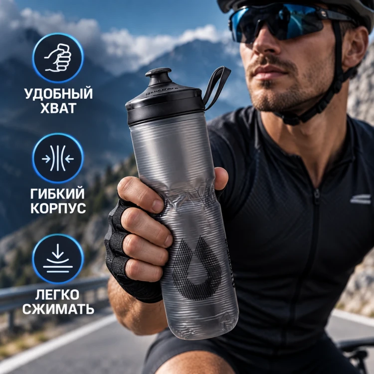 Бутылка HydraPak Polar Sport Pulse 700 мл черная PSB24F15