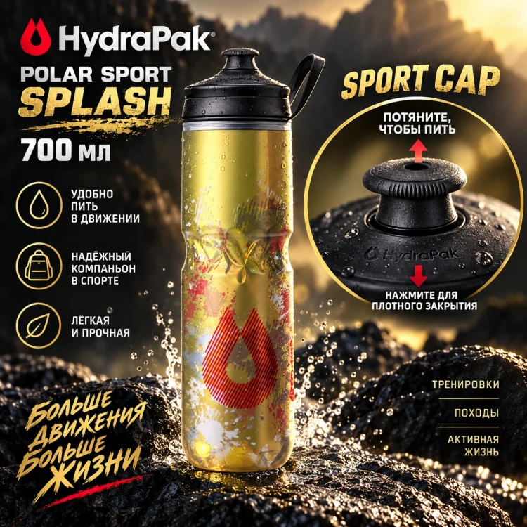 Бутылка HydraPak Polar Sport Splash 700 мл желтая PSB24D14