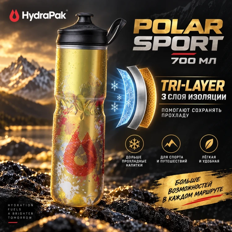 Бутылка HydraPak Polar Sport Splash 700 мл желтая PSB24D14