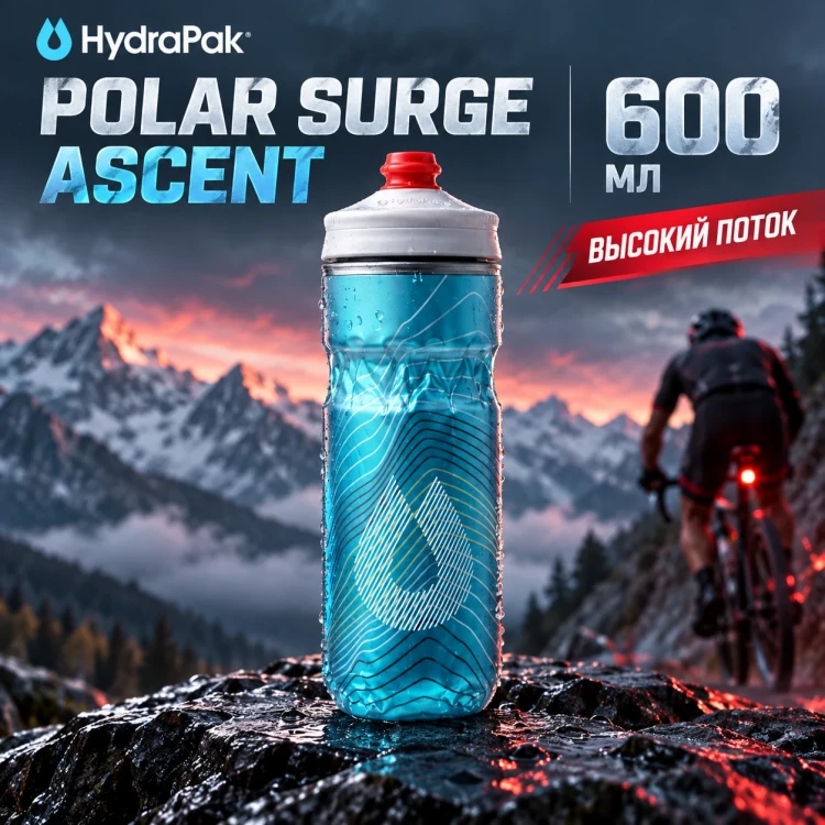 Бутылка HydraPak Polar Surge Ascent 600 мл голубая PGA20G16