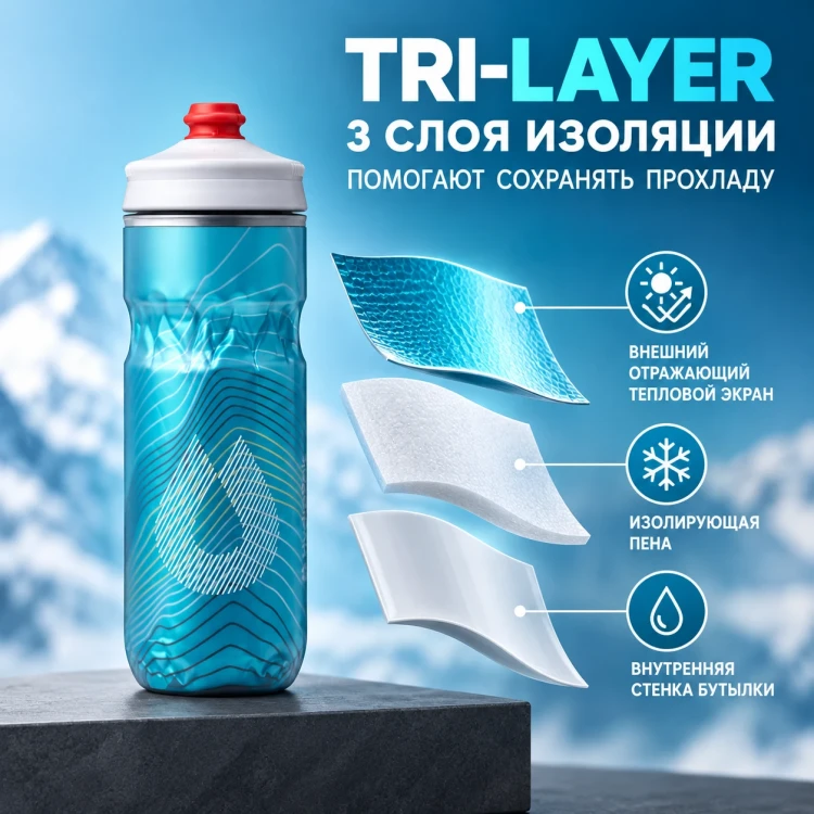 Бутылка HydraPak Polar Surge Ascent 600 мл голубая PGA20G16