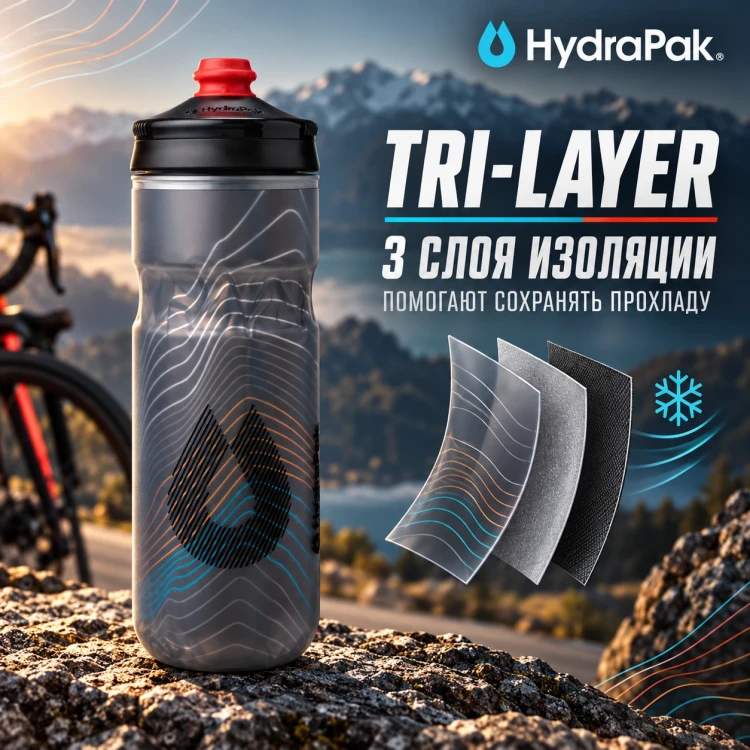 Бутылка HydraPak Polar Surge Ascent 600 мл черная PGB20G15